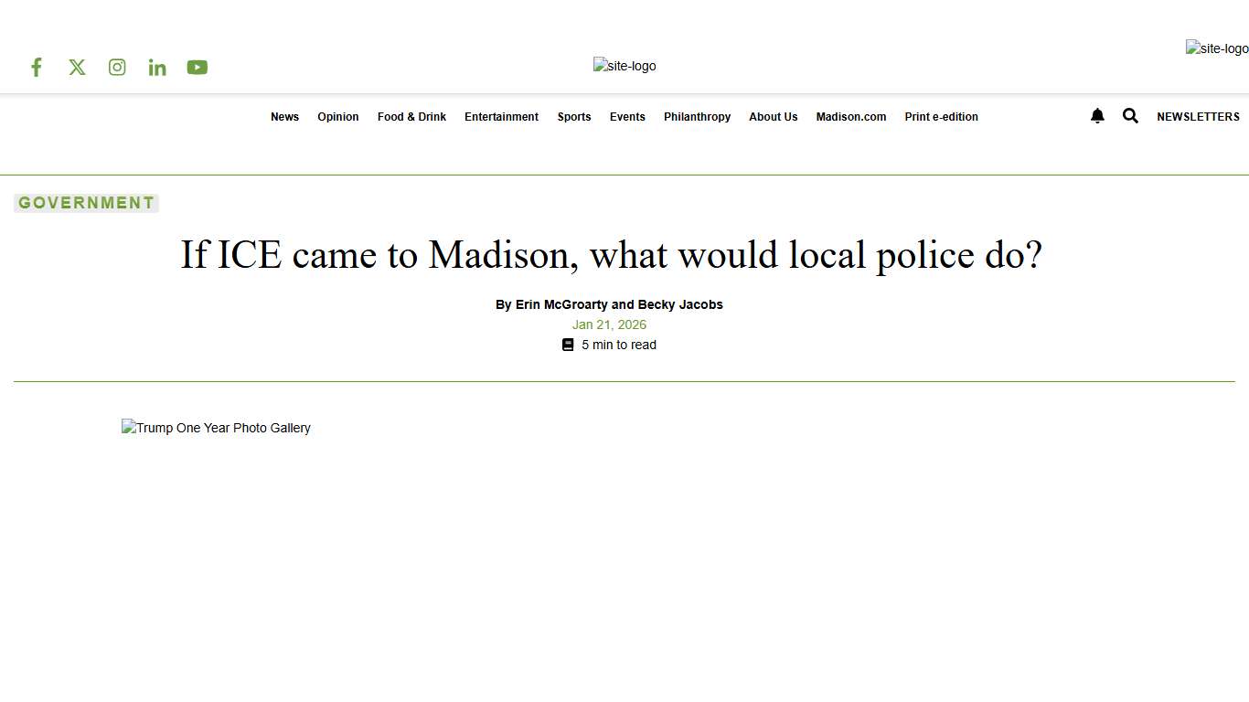If ICE came to Madison, what would local police do? Government captimes.com